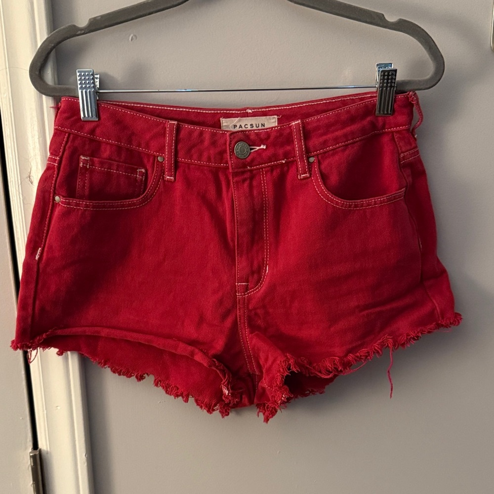 PacSun Women's Vibrant Red High Rise Festival Jean Shorts
